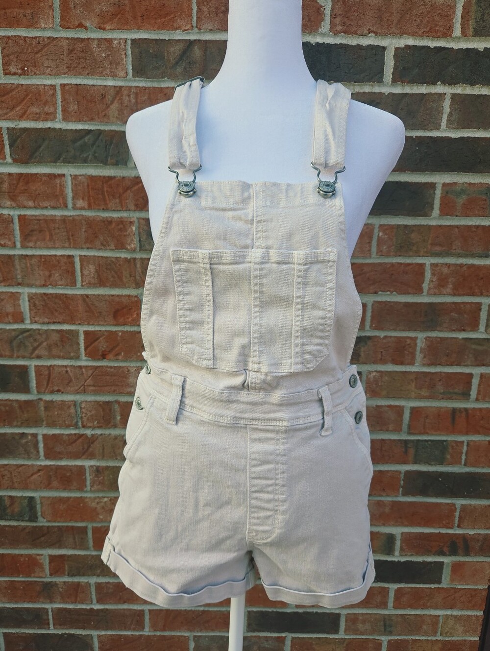​American Eagle Denim Shortalls Womens Extra Small Off White Cream Overalls